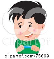 Royalty Free RF Clipart Illustration Of A Happy Asian Boy Steering A Wheel by Lal Perera
