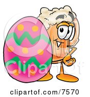 Poster, Art Print Of Beer Mug Mascot Cartoon Character In An Easter Basket Full Of Decorated Easter Eggs