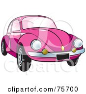 Parked Pink Slug Bug Car With A Chrome Bumper