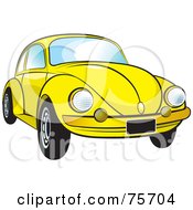 Parked Yellow Slug Bug Car With A Chrome Bumper