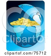 Poster, Art Print Of Blue Earth Cracked Open To Conceal Gold Coins