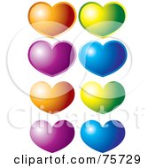 Poster, Art Print Of Digital Collage Of Eight Shiny Rounded Hearts