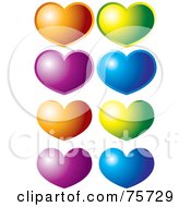 Royalty Free RF Clipart Illustration Of A Digital Collage Of Eight Shiny Rounded Hearts