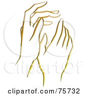 Royalty Free RF Clipart Illustration Of A Pair Of Gentle Yellow Female Hands