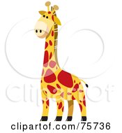 Poster, Art Print Of Tall Yellow Giraffe With Red Spots