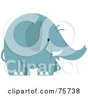 Royalty Free RF Clipart Illustration Of A Chubby Blue Elephant With Tusks