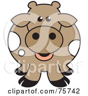 Royalty Free RF Clipart Illustration Of A Fat Brown Cow With Black Hooves And White Spots
