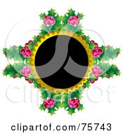 Poster, Art Print Of Black Circle With Gold Trim And Holly