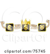 Poster, Art Print Of Crowned Dollar Box Holding Hands With Pound And Yen Boxes