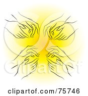 Royalty Free RF Clipart Illustration Of A Circle Of Female Hands Around Yellow