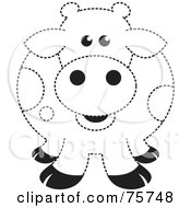 Royalty Free RF Clipart Illustration Of A Fat Black And White Spotted Cow Outline