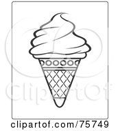 Royalty Free RF Clipart Illustration Of A Black And White Ice Cream Cone Coloring Page Design by Lal Perera