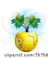 Royalty Free RF Clipart Illustration Of A Tree Growing In A Gold Globe Pot by Lal Perera