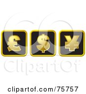 Digital Collage Of Black And Gold Pound Dollar And Yellow Currency Symbol Boxes