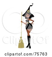 Royalty Free RF Clipart Illustration Of A Sexy Black Witch Woman In A Short Dress by peachidesigns #COLLC75763-0137