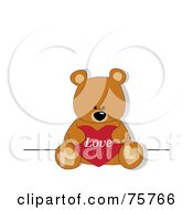 Royalty Free RF Clipart Illustration Of A Brown Teddy Bear Holding A Love Heart by peachidesigns
