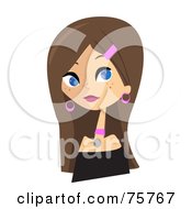 Royalty Free RF Clipart Illustration Of A Pretty Young Brunette Woman With Long Hair by peachidesigns