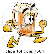 Poster, Art Print Of Beer Mug Mascot Cartoon Character Running