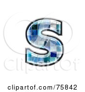Poster, Art Print Of Blue Tile Symbol Lowercase Letter S