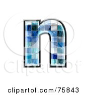 Poster, Art Print Of Blue Tile Symbol Lowercase Letter N