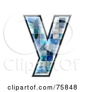 Poster, Art Print Of Blue Tile Symbol Lowercase Letter Y