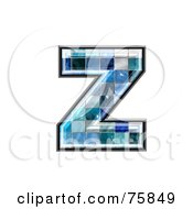 Poster, Art Print Of Blue Tile Symbol Lowercase Letter Z