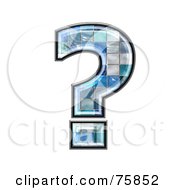Royalty Free RF Clipart Illustration Of A Blue Tile Symbol Question Mark by chrisroll