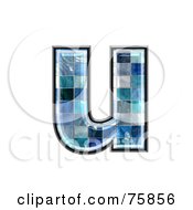 Poster, Art Print Of Blue Tile Symbol Lowercase Letter U