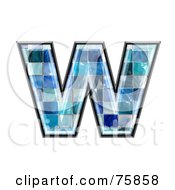 Royalty Free RF Clipart Illustration Of A Blue Tile Symbol Lowercase Letter W