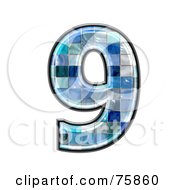 Royalty Free RF Clipart Illustration Of A Blue Tile Symbol Number 9