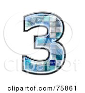 Royalty Free RF Clipart Illustration Of A Blue Tile Symbol Number 3 by chrisroll