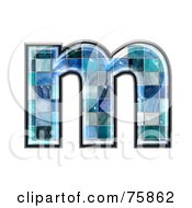 Poster, Art Print Of Blue Tile Symbol Lowercase Letter M