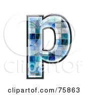 Poster, Art Print Of Blue Tile Symbol Lowercase Letter P