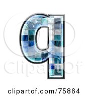 Poster, Art Print Of Blue Tile Symbol Lowercase Letter Q