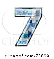 Poster, Art Print Of Blue Tile Symbol Number 7