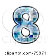Poster, Art Print Of Blue Tile Symbol Number 8