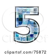 Poster, Art Print Of Blue Tile Symbol Number 5