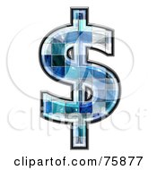 Poster, Art Print Of Blue Tile Symbol Dollar