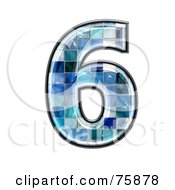 Poster, Art Print Of Blue Tile Symbol Number 6