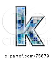 Poster, Art Print Of Blue Tile Symbol Lowercase Letter K