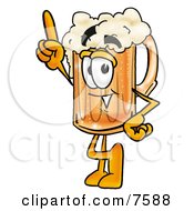 Beer Mug Mascot Cartoon Character Pointing Upwards