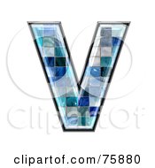 Poster, Art Print Of Blue Tile Symbol Capital Letter V