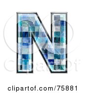 Poster, Art Print Of Blue Tile Symbol Capital Letter N