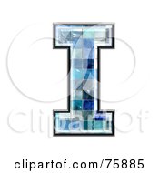 Poster, Art Print Of Blue Tile Symbol Capital Letter I