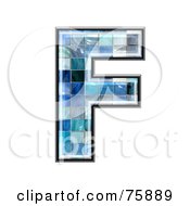 Poster, Art Print Of Blue Tile Symbol Capital Letter F