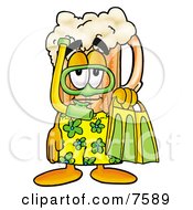 Beer Mug Mascot Cartoon Character In Green And Yellow Snorkel Gear
