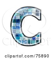Poster, Art Print Of Blue Tile Symbol Capital Letter C