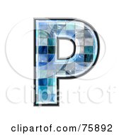 Poster, Art Print Of Blue Tile Symbol Capital Letter P