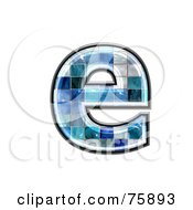 Poster, Art Print Of Blue Tile Symbol Lowercase Letter E