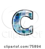 Poster, Art Print Of Blue Tile Symbol Lowercase Letter C